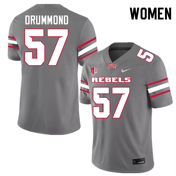 Women #57 Dyllan Drummond UNLV Rebels College Football Jerseys Stitched-Grey